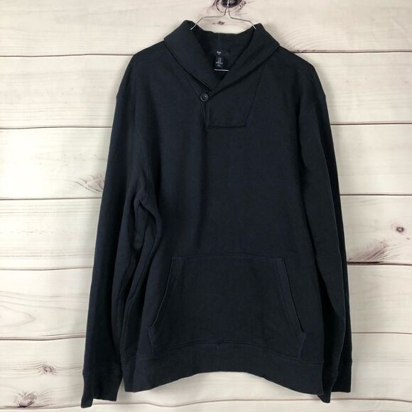 Men’s shawl collared navy sweatshirt - Picture 1 of 5
